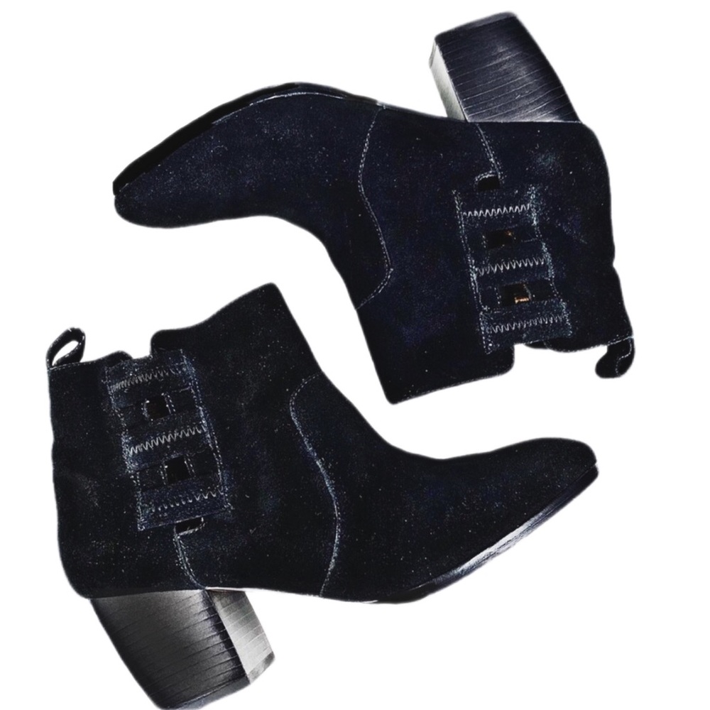 Cynthia Vincent Womens Black Suede Ankle Boots Size 8.5
